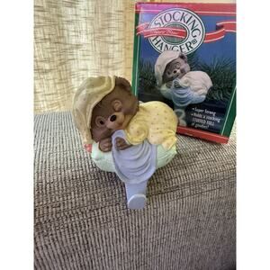 Vintage Hallmark 1988 Sleepy Bear Stocking Hanger Holder 1988